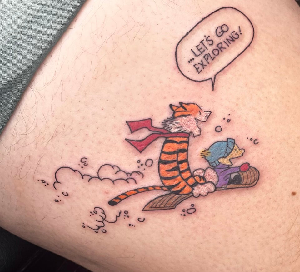 Calvin And Hobbes Cartoon Character Temporary Tattoo Sticker  OhMyTat