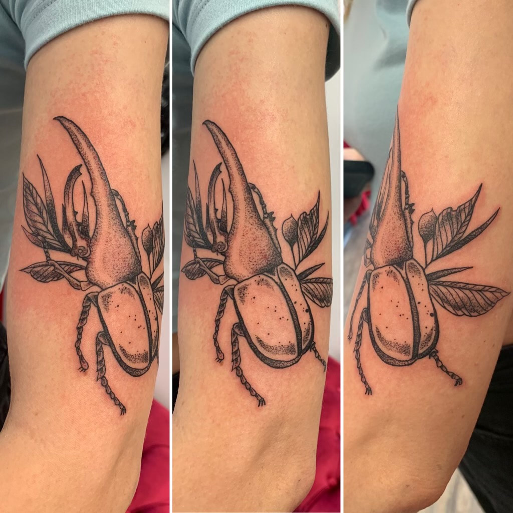 Hercules beetles by Jesse Byrd at Iron Anchor Tattoo, Albuquerque, New  Mexico : r/tattoos