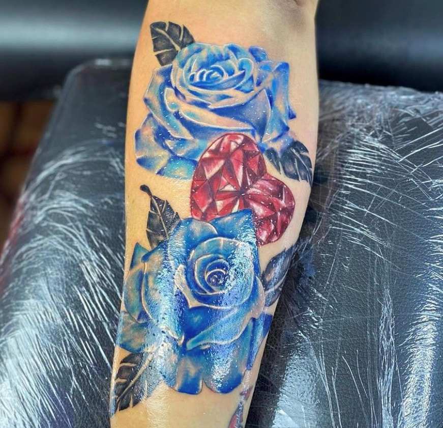 Beautiful Blue Rose Tattoo Image
